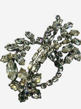 Vintage Austria Clear Rhinestone Layered Comet Brooch